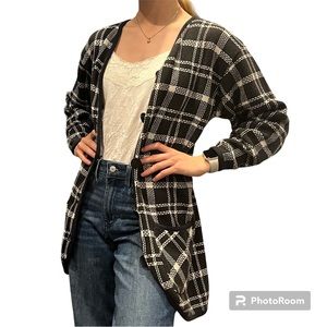 Diane von Furstenberg Vintage Plaid Cardigan Sweater Cotton Small